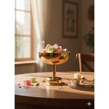 Öz-turan Gold Lux Lokumluk Ikramlık Sunumluk & Dondurmalık Çap:9 Cm Boy:9 Cm Gold