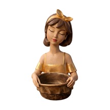 El Yapımı Seramik Kız Figürlü Kase Golden Blush Bow