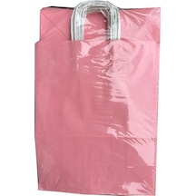 Büküm Saplı Kraft Kağıt Çanta Karton Hediyelik Poşet Torba Pembe 25'li 31 x 41 CM