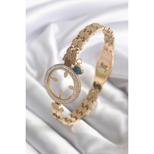 316l Çelik Gold Renk Arpa Model Zirkon Taş Detay Çeyrek Altın Takılabilir Kadın Kelepçe - Tj-bb5765 Diğer