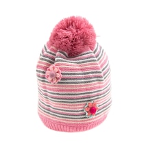 Bay Şapkacı Çizgili Kız Bebek Pembe Bere 1134-0-1 Yaş (545419838) Beyaz