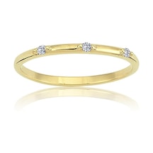 Üç Taş Minimal Evlilik Alyansı-925 Ayar Üç Taş Gümüş Hediye Yüzük - 533400839