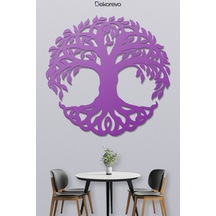 Hayat Ağacı Metal Duvar Dekoru - Metal Duvar Sanatı - Mor - 30 X 29 Cm