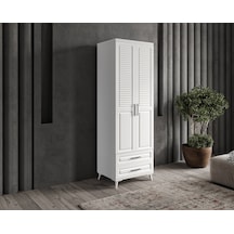 GuneyStore Sanat 2 Kapaklı Komple MDF Beyaz Gardırop