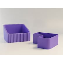 3d Baskı Fıstık Kasesi - Çift Hazneli Kabuk Ayırıcı Sunum Kasesi - Mor Mor