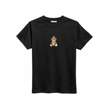 Mixray 2078 Kadın Pamuk Ayıcık Nakışlı Bisiklet Yaka T-shirt Siyah