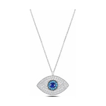 Çekirdekjewelry 925 Ayar Gümüş Nazar Boncuğu Göz Kolye Zirkon Taşlı Rose Kaplama Şık Kadın Kolyesi Gümüş
