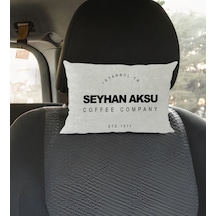 Bk Gift Kişiye Özel İsimli Coffe Company Tasarımlı Dikdörtgen Araç Koltuk Yastığı-1 Sarı