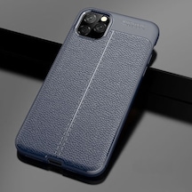 Apple Uyumlu iPhone 11 Pro Kılıf Deri Silikon Yüzeyli Yüksek Kaliteli Silikondan Üretilmiş Premium Silikon Kapak Ryc/niss Lacivert
