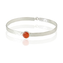 Kadir Jewellery 925 Ayar Gümüş Kaplama El İşçiliği Zirkon Taşlı Kadın Kelepçe Bilezik Kırmızı