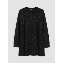 Lcw Everyday Siyah Soft Touch Oversize Kadın Sweatshirt Tunik