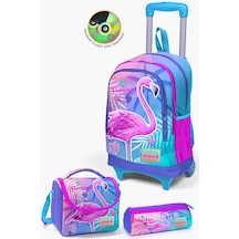 Coral High Kids Lavanta Pembe Flamingo Desenli Çeçekli 3 Lü Okul Çanta Seti Set0123905