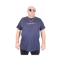 Moc Grande Mocgrande Erkek Büyük Beden Sıfır Yaka Tişört Lets Get Going 25175 Lacıvert Lacivert