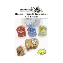 Dinazor Kalemtraş 4 Renk 1 Paket Hazneli Jumbo Kalemtıraş Dinazorlu Standart Kalem Açacağı Sevimli Plastik