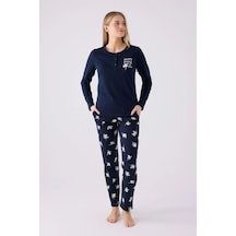 Arnetta 3056 Kadın Every Thing Uzun Kollu Pijama Takım lacivert