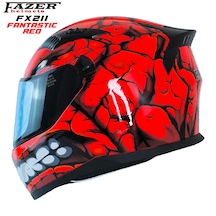 Forza Fx Red Fantastic Full Face Kapalı Güneş Vizörlü Gözlüklü Motorsiklet Kaskı Kırmızı
