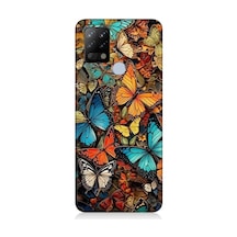 Tecno Pova Uyumlu Pastel Renkli Kelebekler Desenli Silikon Kılıf