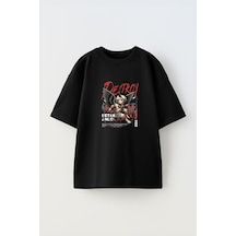 Thewert Unisex Destroy Customizeitin Kittl Tasarım Baskılı Pamuk Sıyah Oversize T-shirt Siyah