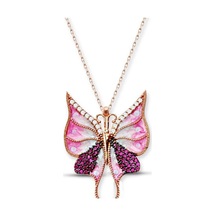 Modahilye 925 Ayar Gümüş Pembe Kelebek Zirkon Taşlı Rozegold Kadın Kolye Rose Gold