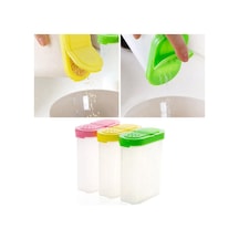 Yeşil Şeffaf Baharat Kavanozları Şeffaf Baharat Kavanozları Çift Kapaklı Mutfak Depolama Yeşil