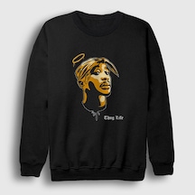 Presmono Unisex Angel Tupac Shakur Sweatshirt Siyah