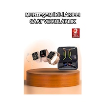 Wireless Şarjlı Akıllı Saat Ve Dijital Göstergeli Kablosuz Bluetooth Kulaklık Nabız Ölçer 3 Farklı Kordon, Bileklik