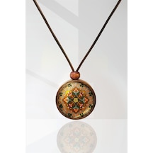 Mandala Ahşap Kolye N11.29023 Gri