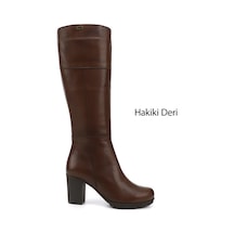 Gönderi(R) Gönderi R Kadın Kahverengi Fermuarlı Kalın Topuklu Hakiki Deri Çizme Gkzc13444602 Kahverengi