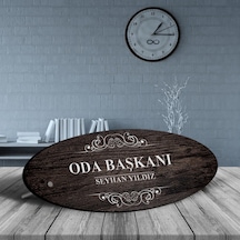 Kişiye Özel Mesleki Oda Başkanı Ahşap Oval Masa İsimliği - 3