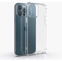 iPhone Uyumlu 13 Pro Kılıf Crystal Sert Pc Antishock Darbe Emici Kenar Şeffaf Silikon Kapak