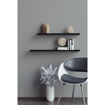 Yankı-BYEG 2li 50 cm 60 cm Mat Siyah Mdf Duvar Rafı Kitaplık