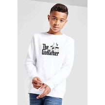 Tshirthane The Godfather Baskılı Unisex Çocuk Beyaz Sweatshirt Beyaz