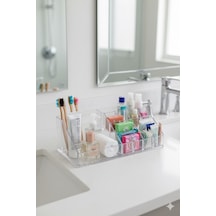 Şeffaf Akrilik Banyo Kozmetik Düzenleyici Organizer 13x22x8 Cm Çok Renkli