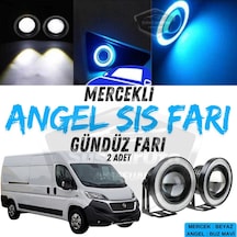 Fiat Ducato Uyumlu Üniversal Mercekli Angel Sis Farı Metal Su Geçirmez 76 Mm Buz Mavi Halkalı Gündüz Farı Angel Eyes 2 Adet 00 Şüscaroto Aksesuar