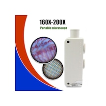 160-200X Beyaz Cep Optik Mikroskop El Büyüteç Aydınlatmalı Yakınl
