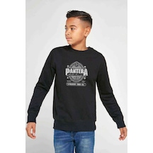 Tshirthane Pantera Stronger Than All Baskılı Unisex Çocuk Siyah Sweatshirt