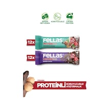 Fellas Protein Bar 32 G Süper Ikili Kutu 24 Adet - Duble Kakaolu X 12 Adet + Fındıklı X 12 Adet