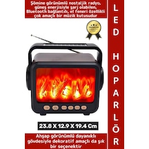 Premium Retro Dekoratif Ahşap Görünüm Led Nostaljik Şömine Tasarımlı Solar Şarjlı Bluetooth Hoparlör