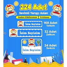 Yarışçı Aslan Temalı Okul Kreş Kişiye Özel İsim Etiket Seti - Model 277 Çok Renkli
