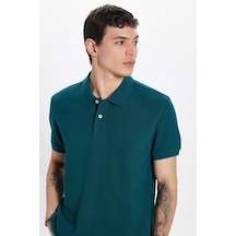 Tudors Erkek Slim Fit Dar Kesim %100 Pamuk Kısa Kollu Polo Yaka Yeşil Tişört-50260