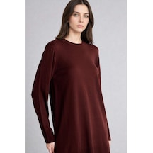 Defacto Regular Fıt Bisiklet Yaka Triko Tunik H3431az26aubn91 Kahve-bn91