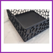 Bezos 3d Baskı Organik Desenli Peçetelik Kokteyl Peçete Tutucu 12,5x12,5 Cm Delikli Peçete Standı - Siyah Bty
