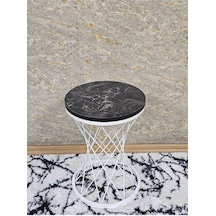 Beyaz Boyalı Pota Sehpa - Sehpa - Ahşap Sehpa - Metal Sehpa - Sun Tabla4