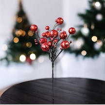 Yılbaşı Süsü Simli Pullu Mini Berry Kırmızı 20 Cm