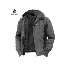 Erkek Kapüşonlu Fermuarlı Ceket Gri