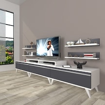 Decoraktiv Ekoflex 270r Mdf Retro Tv Ünitesi Tv Sehpası Beyaz - Antrasit