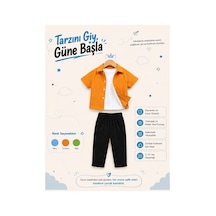 Overmax 3 Lü Gömlek Çocuk Takım Gömlek, Tshirt & Pantolon 3' Lü Kombin 1-10 Yaş Trend Yazlık Takım Turuncu - 885663189 Turuncu