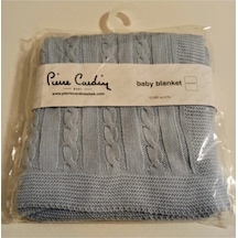 Mavi Saç Örgülü Triko Battaniye 4478 Gri