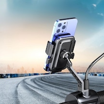 Büro Ev Ofis Motor Bisiklet İçin 360 Dönen Motor Motosiklet Scooter Telefon Tutucu Aparat Gri