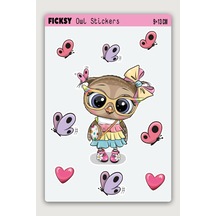 Sevimli Baykuş Sticker Seti - 9 Adet Etiket Çıkartma Diğer